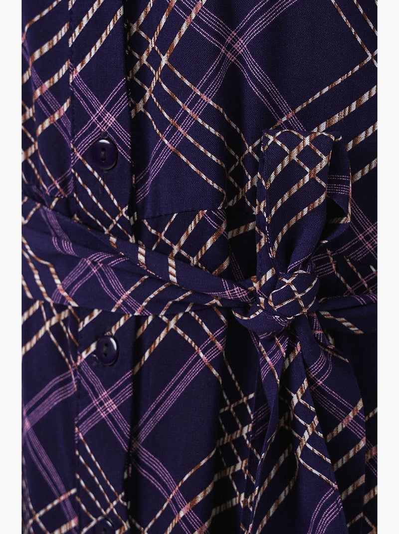 Robe chemise midi à carreaux avec fermeture boutonnée bdart Violet aubergine - Kiabi
