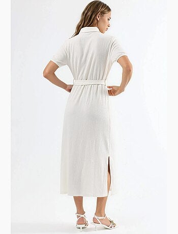 Robe chemise midi à ceinture busem