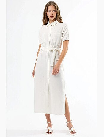Robe chemise midi à ceinture busem
