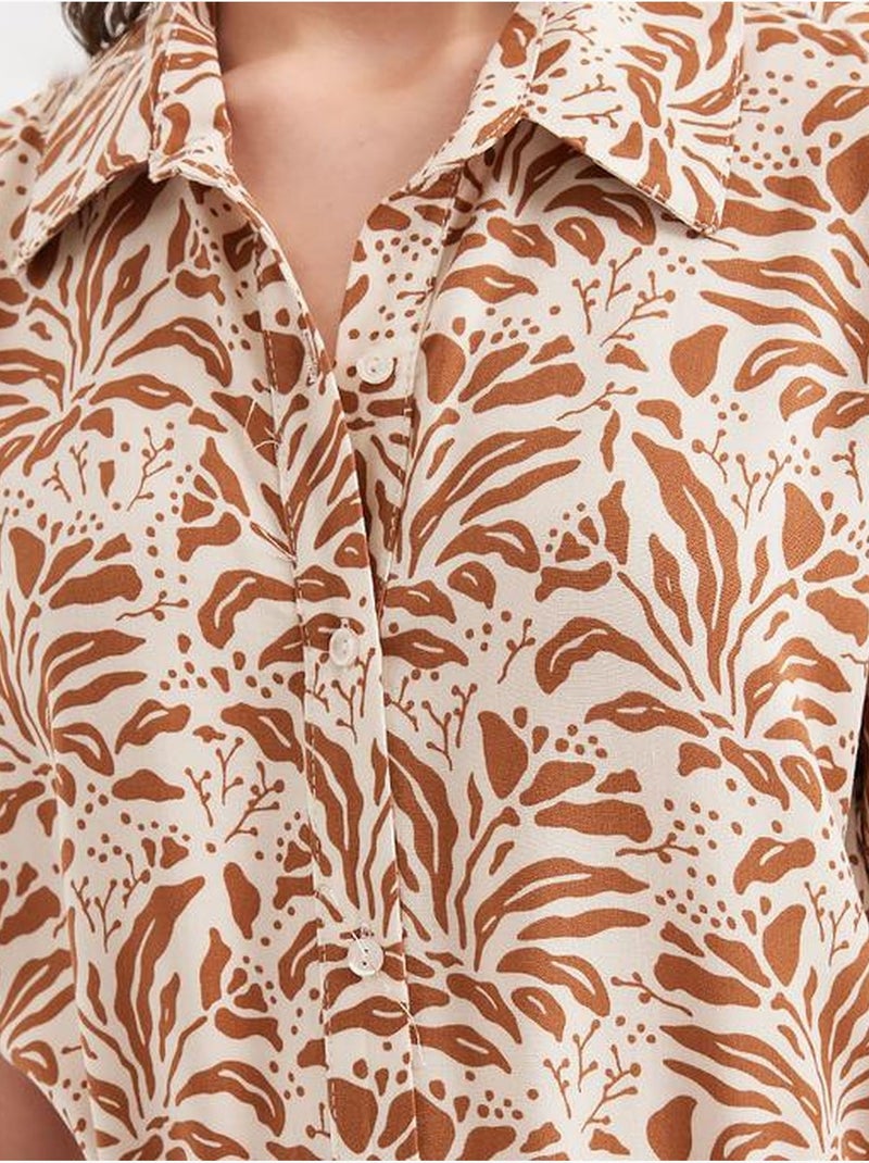 Robe-chemise midi à imprimé zèbre et ceinture bdart Grège - Kiabi