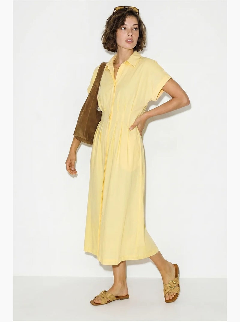 Robe chemise midi cintrée lucci Jaune citron - Kiabi