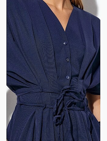 Robe chemise midi décontractée à col en v busem