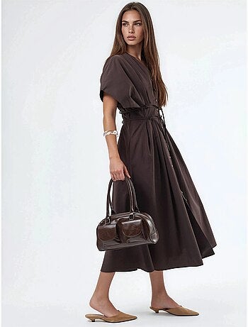 Robe chemise midi décontractée à col en v busem
