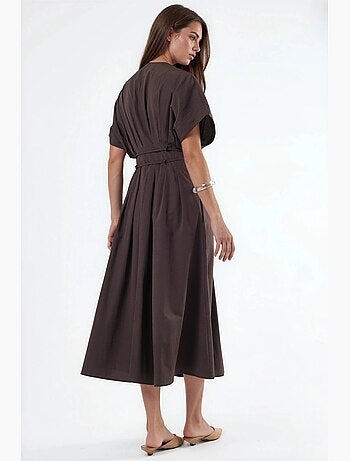 Robe chemise midi décontractée à col en v busem