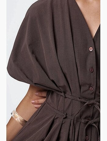 Robe chemise midi décontractée à col en v busem