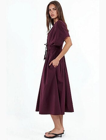 Robe chemise midi décontractée à col en v busem