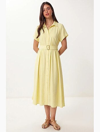 Robe chemise midi en popeline ceinturée istanbul