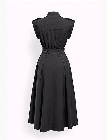 Robe chemise midi trapèze texturée avec ceinture mixray