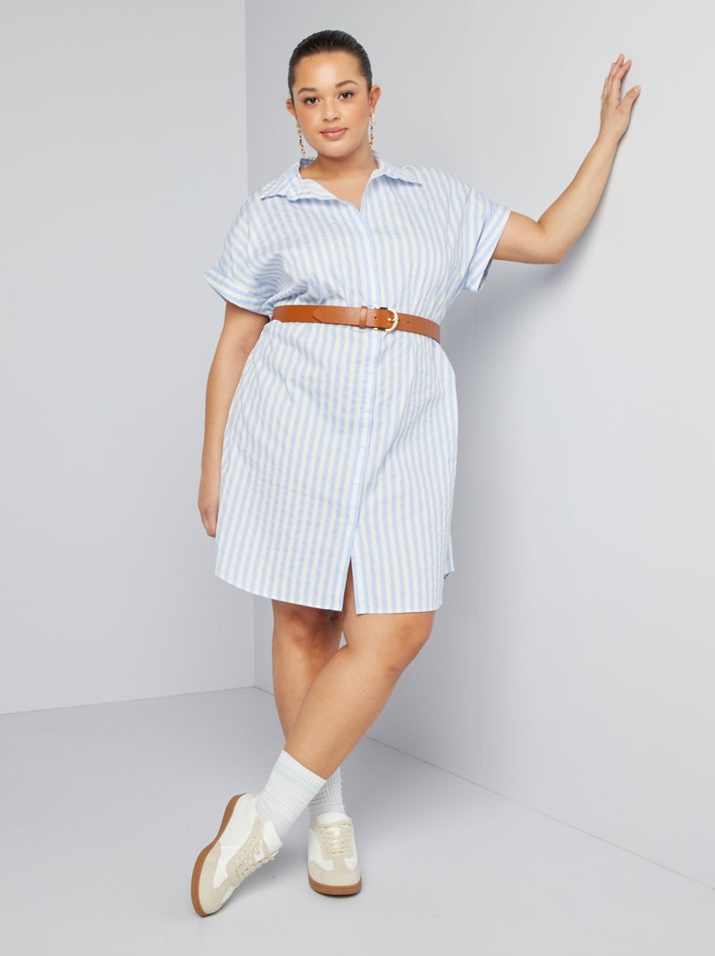 Robe chemise rayée Bleu - Kiabi