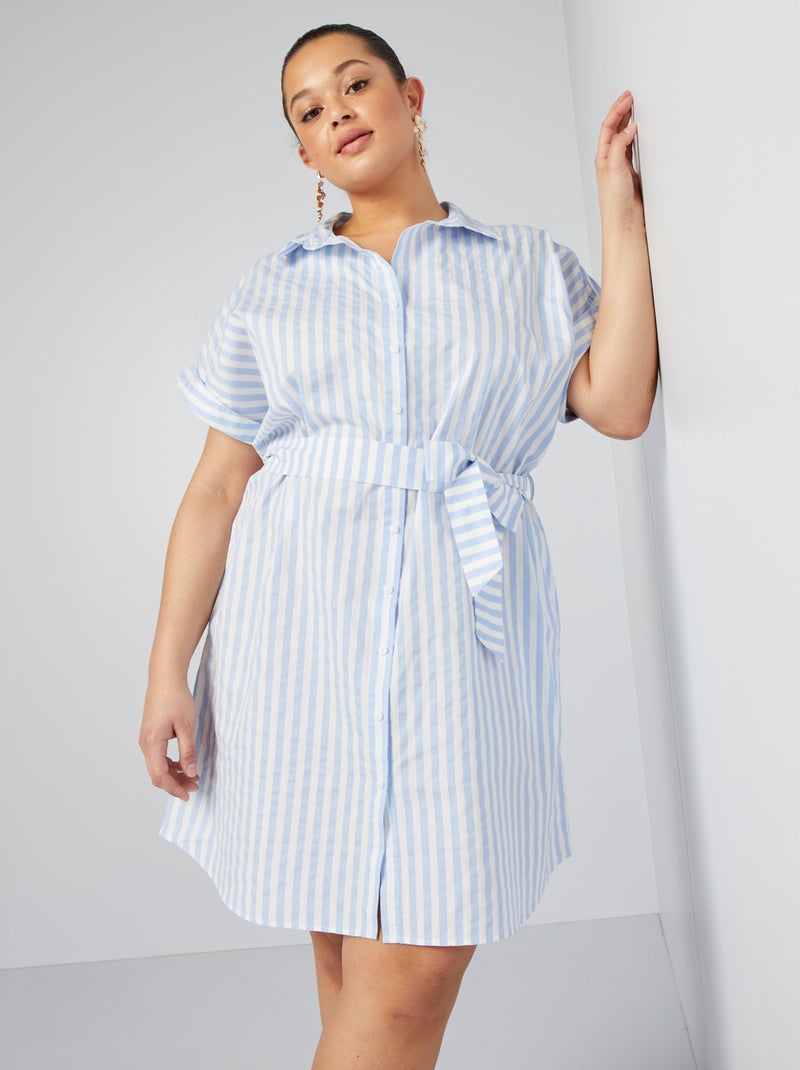 Robe chemise rayée Bleu - Kiabi