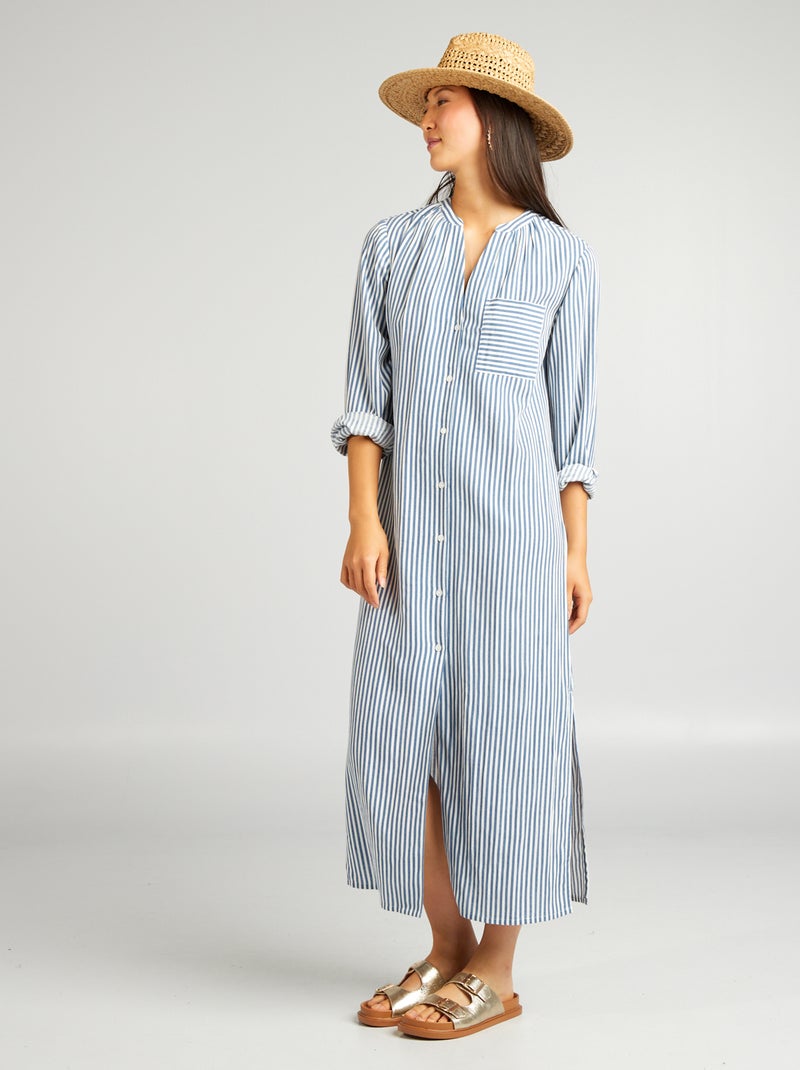 Robe chemise rayée Bleu - Kiabi