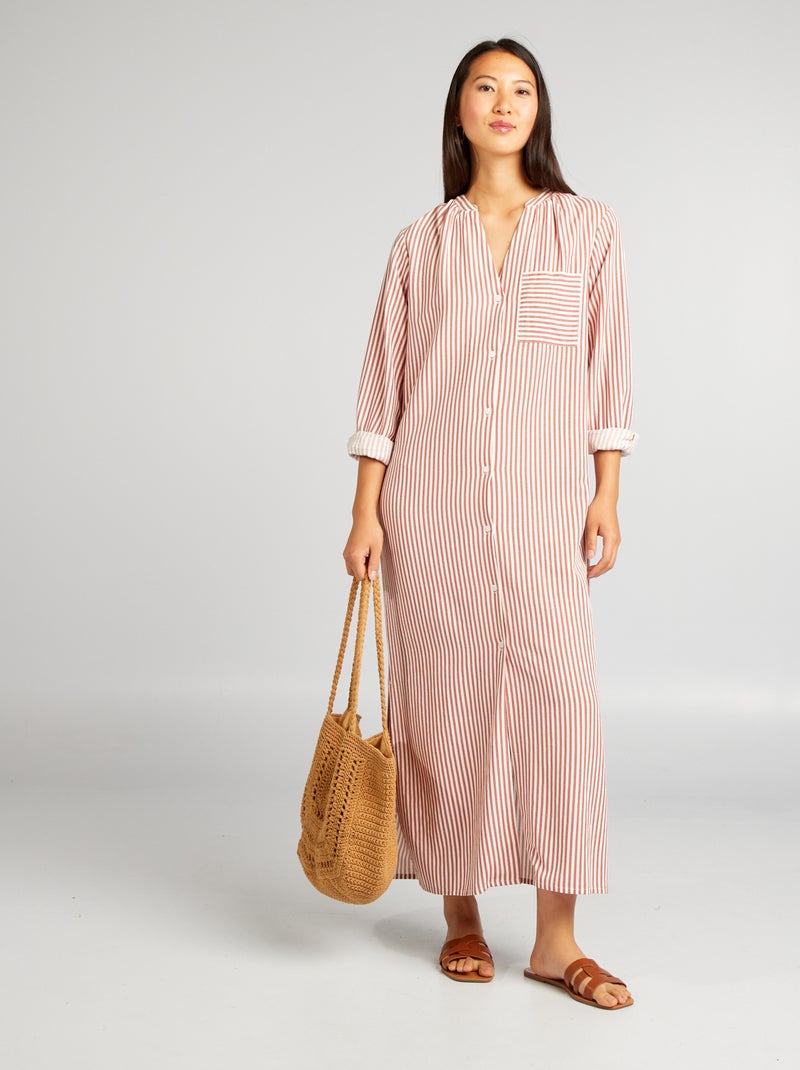 Robe chemise rayée Rouge - Kiabi