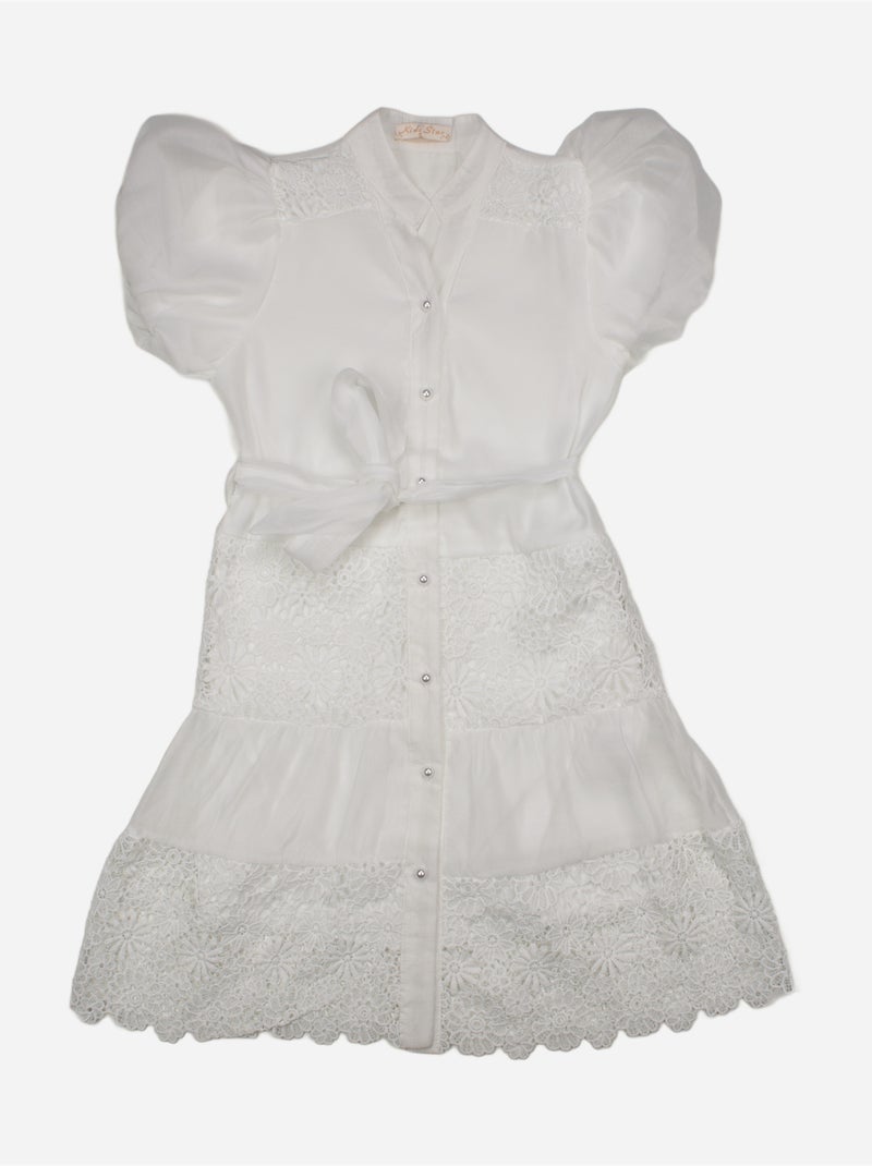 Robe col chemise - Kids Star Blanc - Kiabi