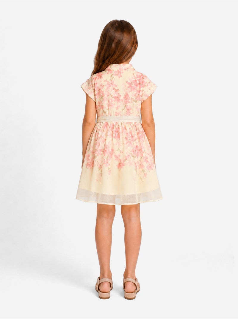 Robe col chemise - Kids Star Blanc/Jaune/Rose - Kiabi
