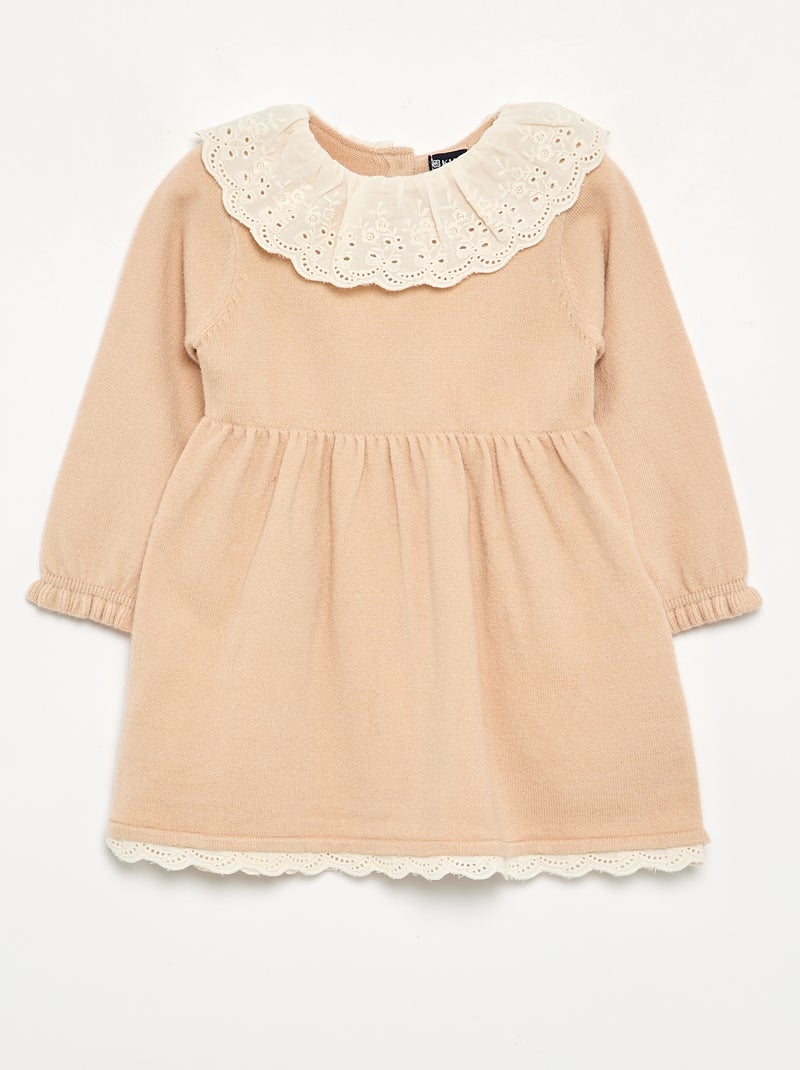 Robe col claudine + collants Beige - Kiabi