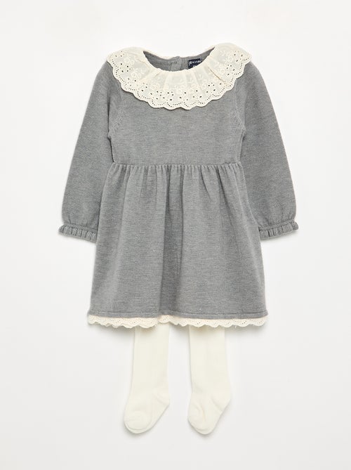 Robe col claudine + collants - Kiabi