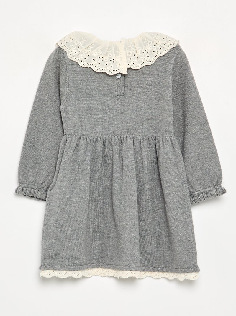 Robe col claudine + collants Gris - Kiabi