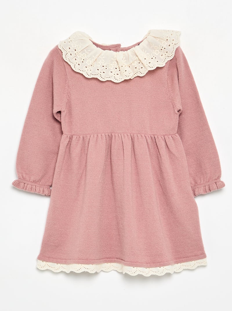 Robe col claudine + collants Rose - Kiabi