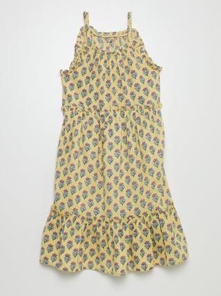 Robe corolle à motif avec base volantées