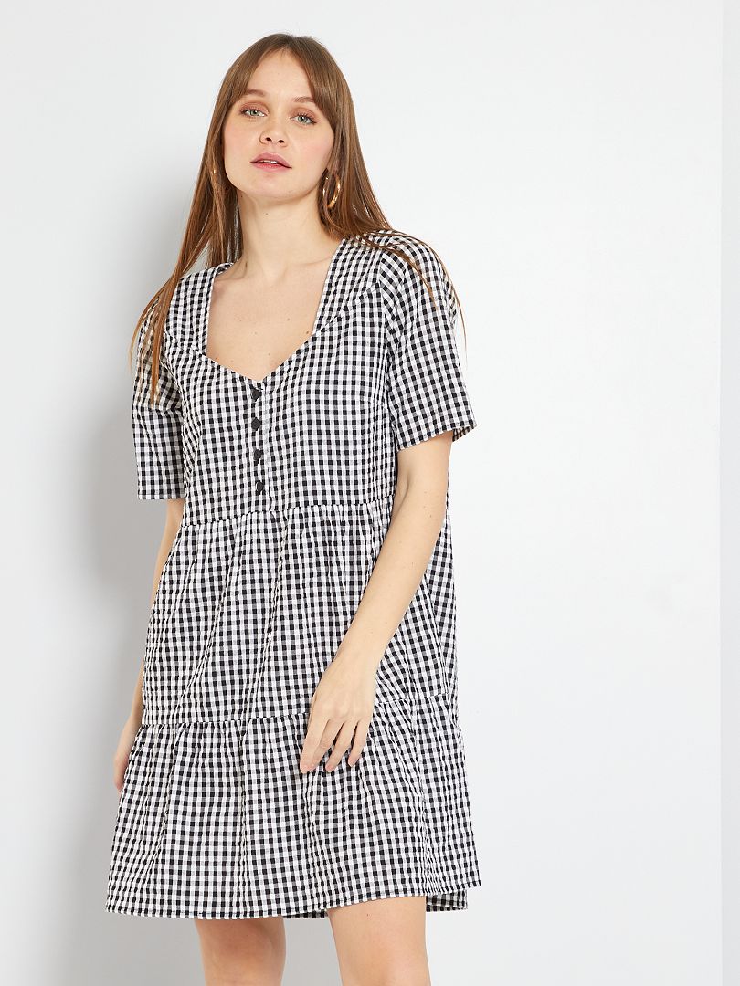Robe courte à carreaux vichy noir/blanc Kiabi 18.00€