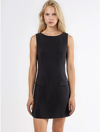 Robe courte à col bateau et fermeture éclair hiccup