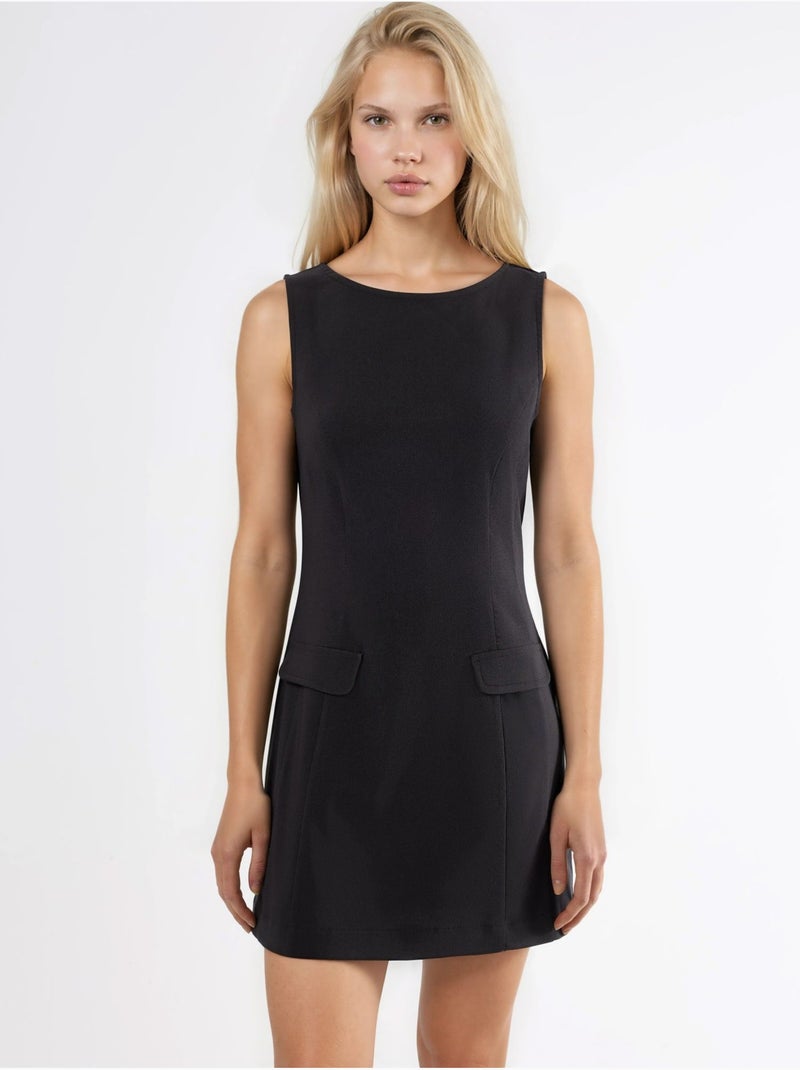 Robe courte à col bateau et fermeture éclair hiccup Noir - Kiabi