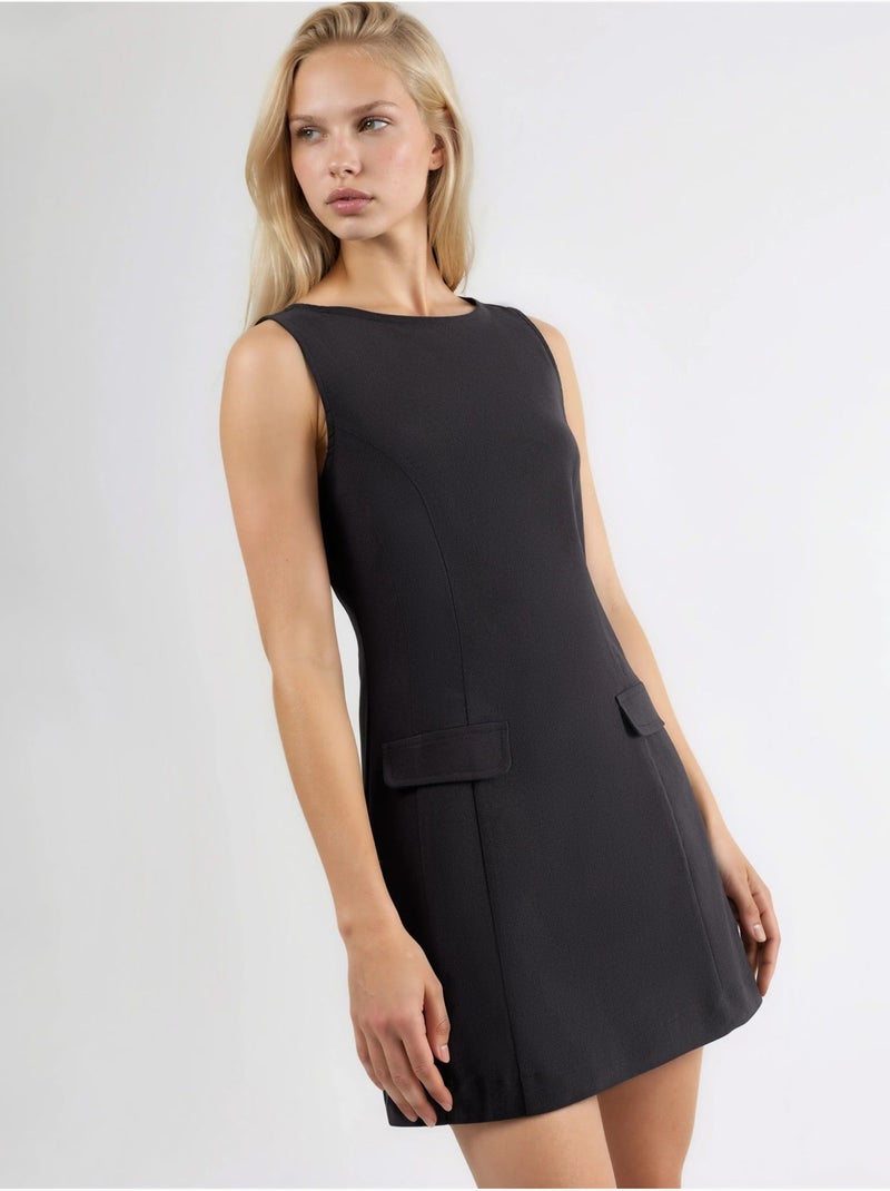 Robe courte à col bateau et fermeture éclair hiccup Noir - Kiabi