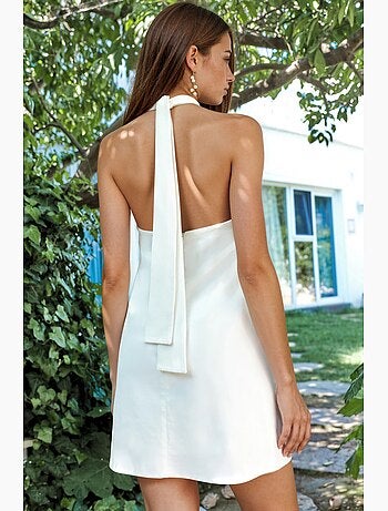 Robe courte à col halter et fermeture boutonnée hiccup