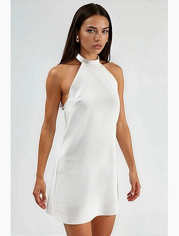 Robe courte à col halter et fermeture boutonnée hiccup