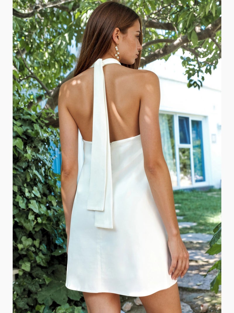 Robe courte à col halter et fermeture boutonnée hiccup Blanc - Kiabi