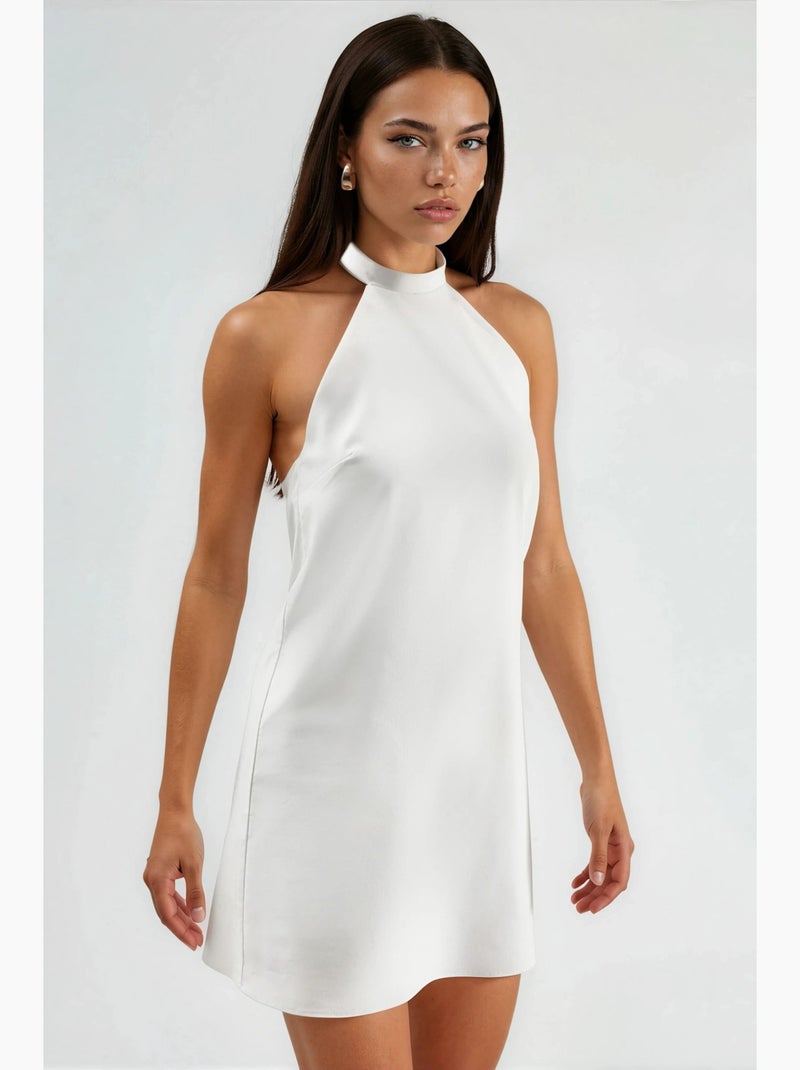 Robe courte à col halter et fermeture boutonnée hiccup Blanc - Kiabi