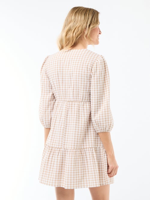 Robe courte à étage à carreaux - Kiabi