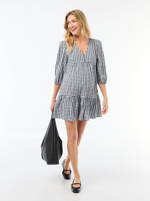 Robe courte à étage à carreaux - Kiabi