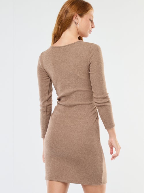 Robe courte à manches longues en maille doudou - Kiabi