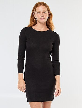 Robe courte à manches longues en maille doudou