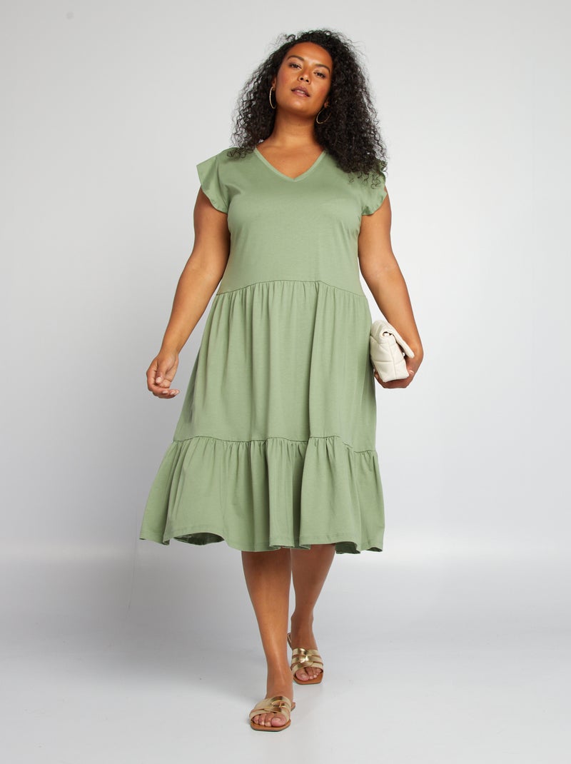 Robe courte à volants 'Only Carmakoma' Vert - Kiabi