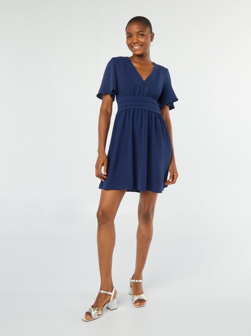 Robe courte avec ceinture plissée en Georgette - Kiabi
