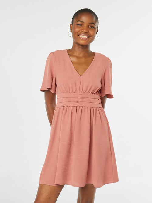 Robe courte avec ceinture plissée en Georgette - Kiabi