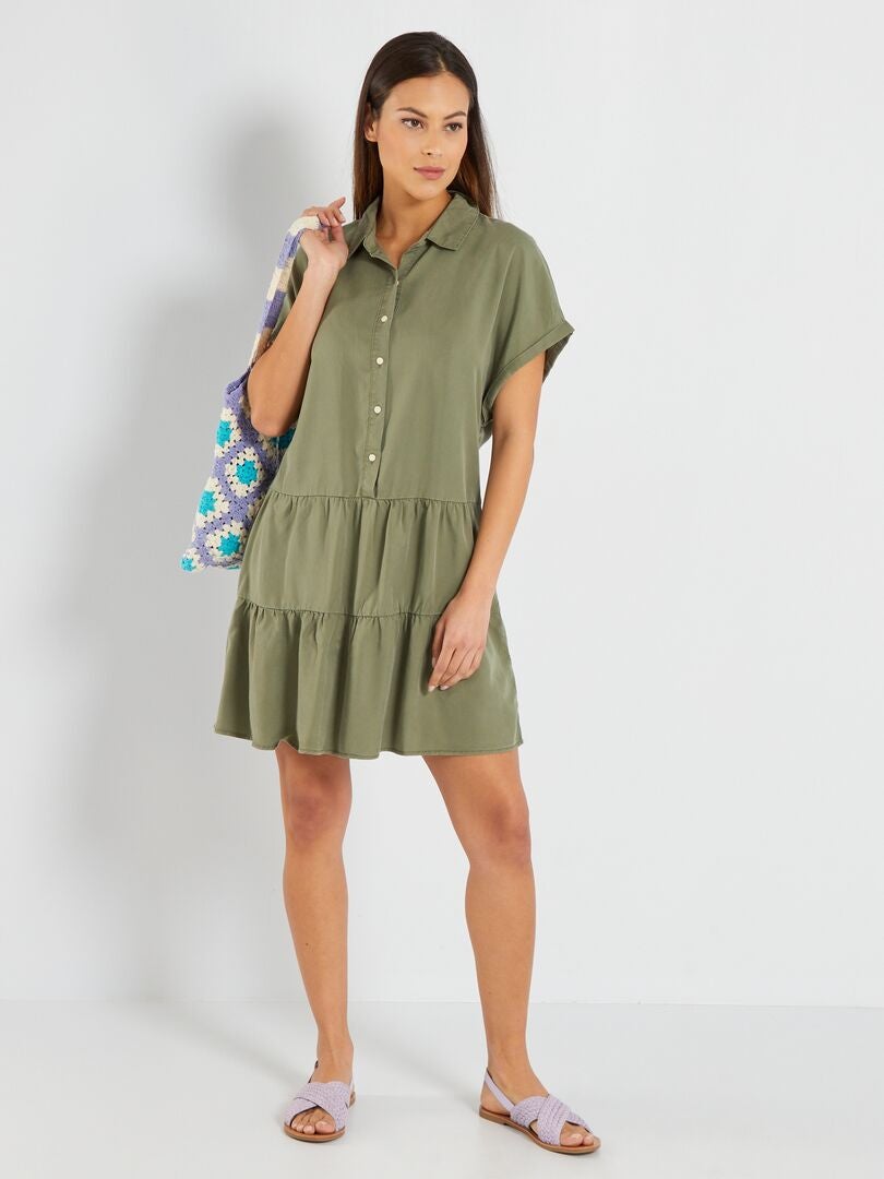 Robe courte avec col chemise Vert Kiabi 20.00€