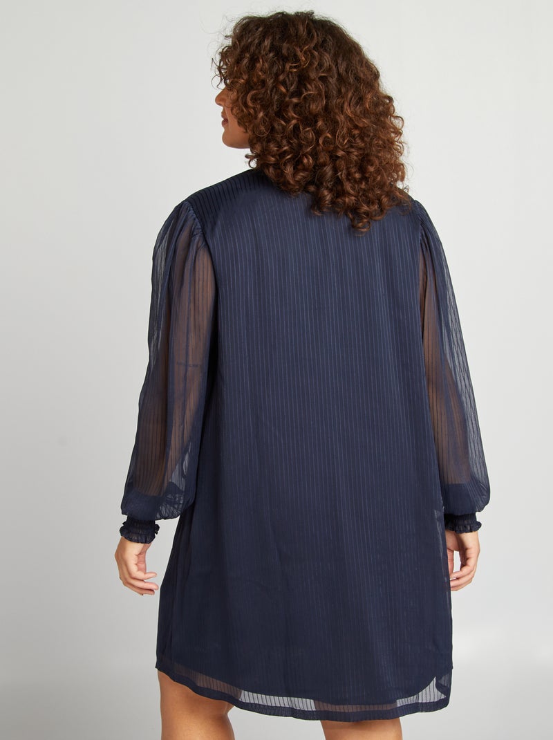 Robe courte avec col volanté Bleu - Kiabi