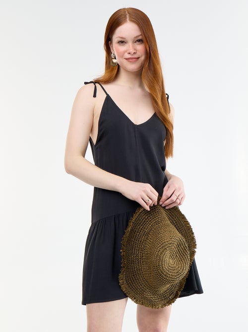 Robe courte avec fines bretelles et base volantée - Kiabi