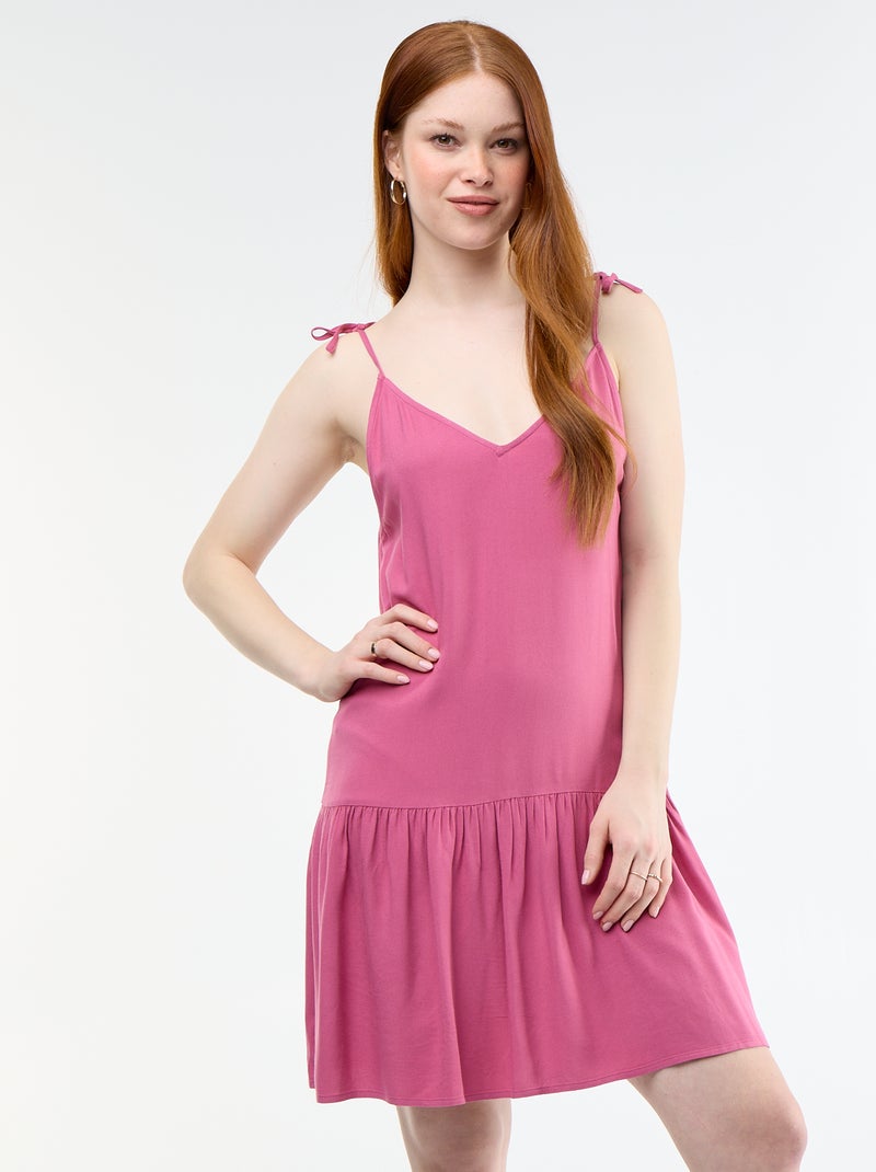 Robe courte avec fines bretelles et base volantée Violet - Kiabi