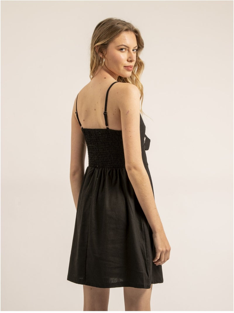 Robe courte avec noeud icheka Noir - Kiabi