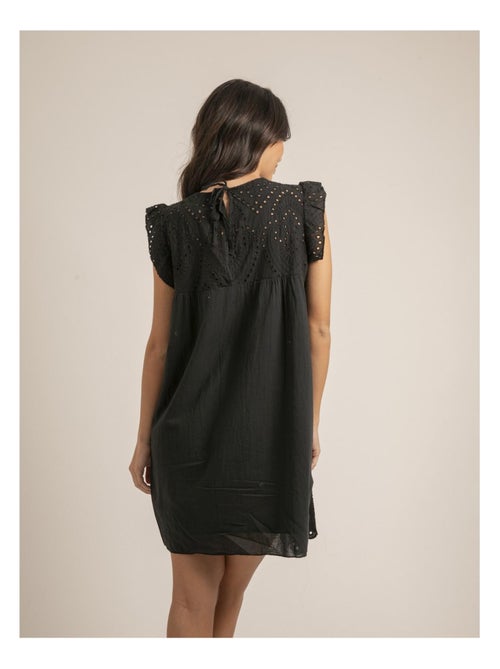 Robe courte broderies anglaises ingles - Kiabi