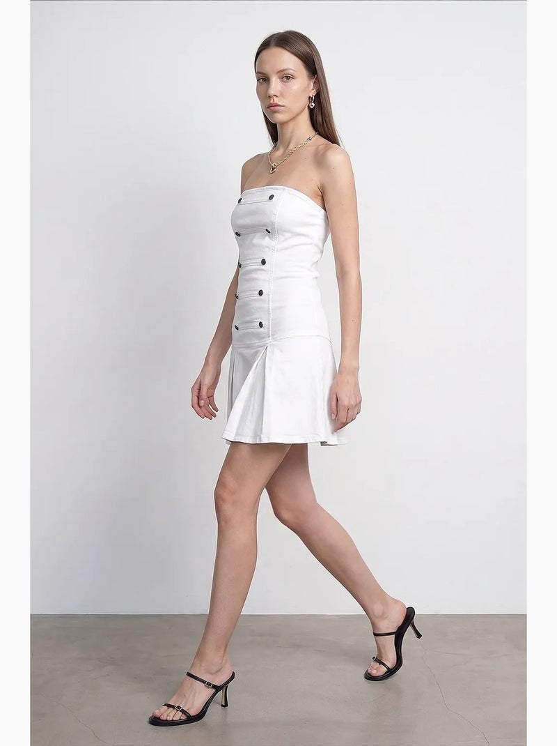 Robe courte bustier avec détail de boutons dilvin Blanc - Kiabi
