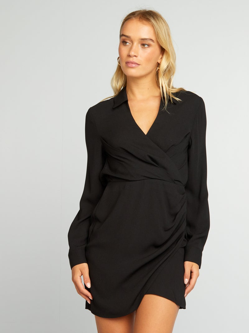 Kiabi Robe Robe Portefeuille Noire Courte Robe Portefeuille H&M