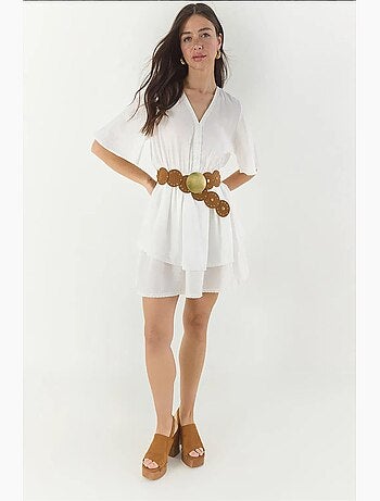 Robe courte col v dentelle lucci