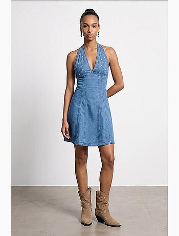 Robe courte dos-nu en tencel dilvin