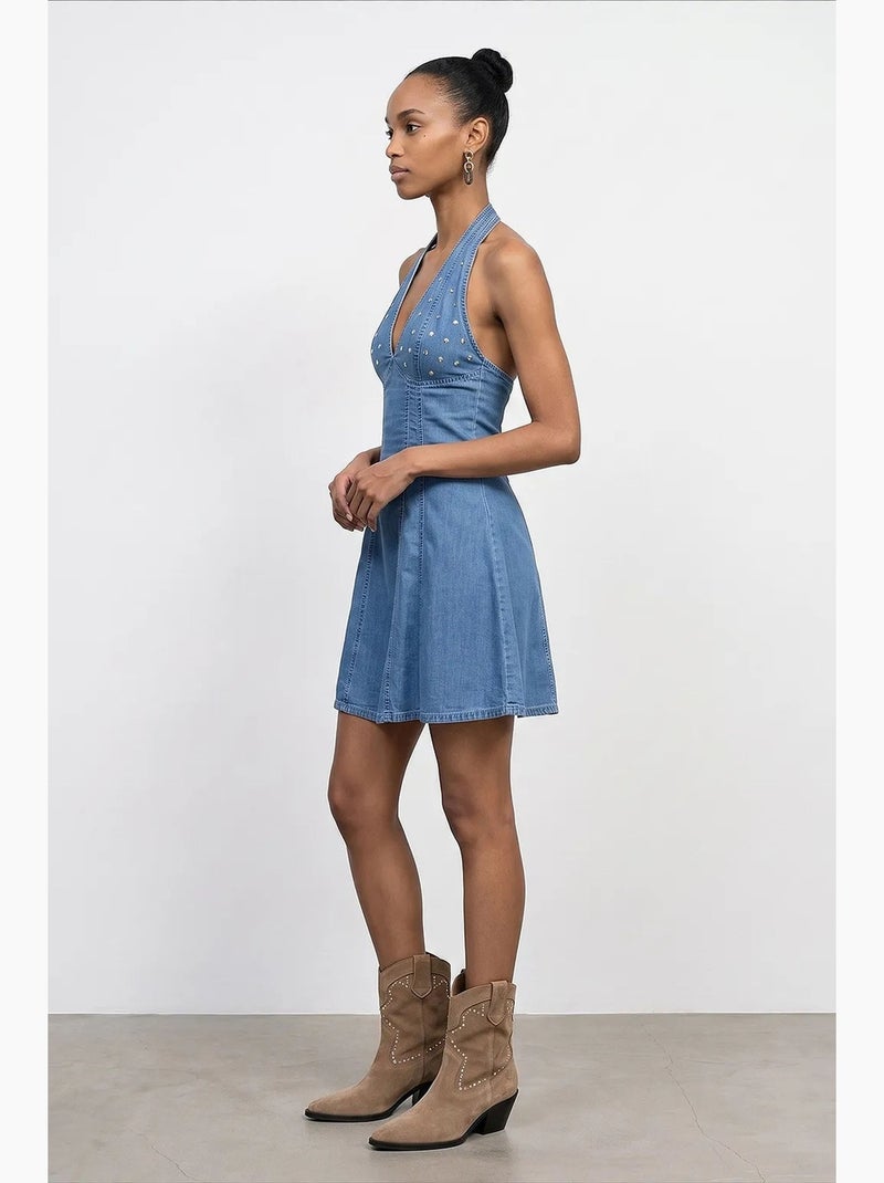 Robe courte dos-nu en tencel dilvin Bleu saphir - Kiabi