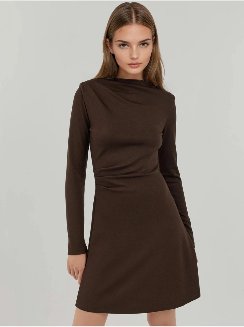 Robe courte drapée à col rond hiccup Marron foncé - Kiabi